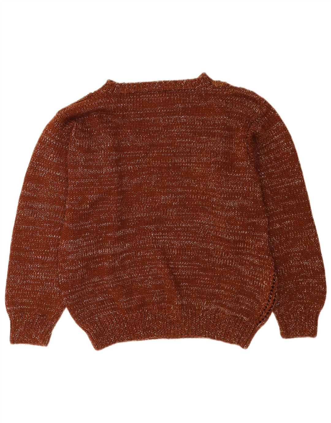 Vintage dame sweater med rund hals DK 14 medium brun patchwork