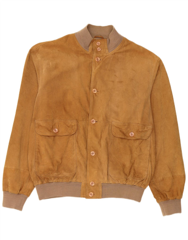 Vintage herre ruskind bomberjakke UK 42 XL beige læder