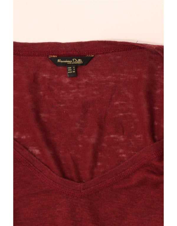 Massimo Dutti Dame T-Shirt Top UK 10 Small Burgundy