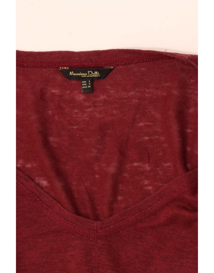 Massimo Dutti Dame T-Shirt Top UK 10 Small Burgundy