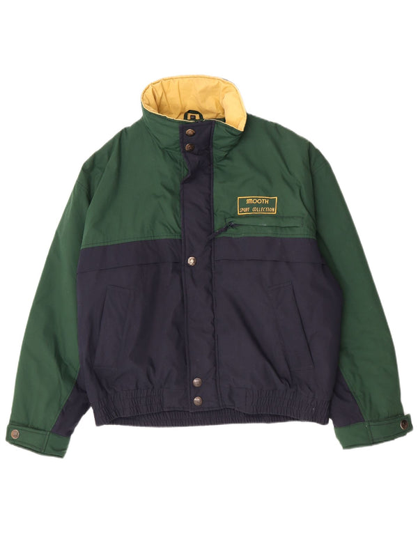 Vintage Herre Windbreaker Jacket UK 44 2XL Grøn Colourblock Bomuld