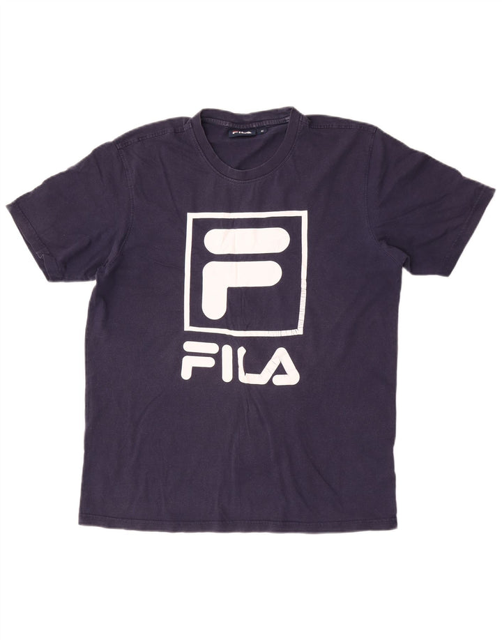 Fila Herre grafisk T-shirt Top Medium Marineblå Bomuld