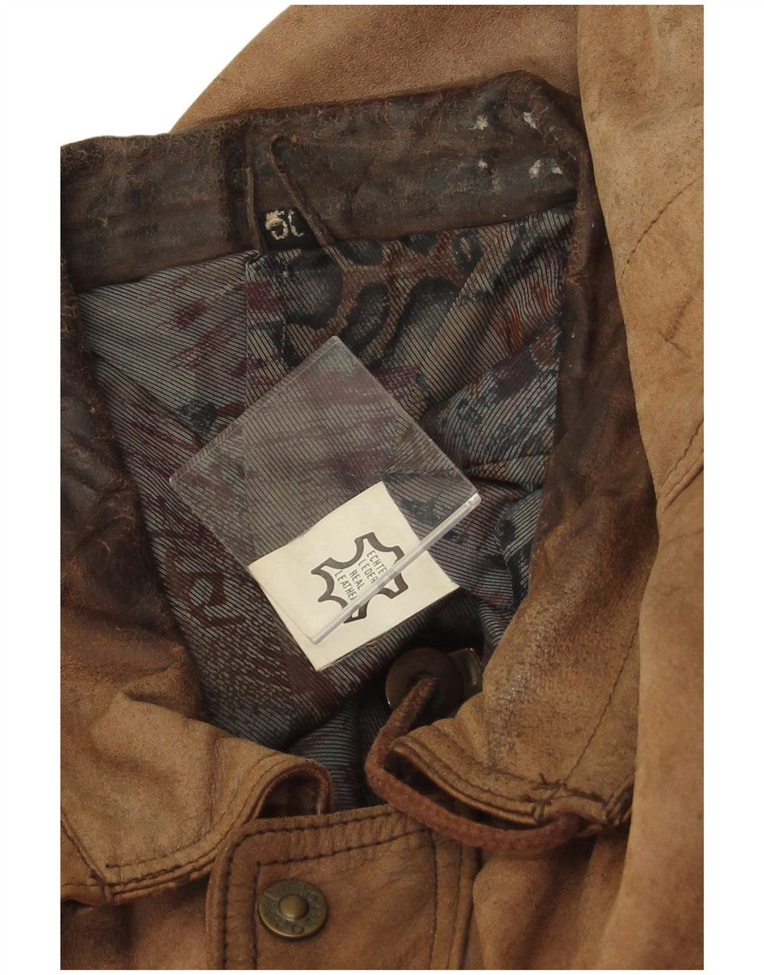 Vintage Herre Læder Gilet IT 50 Stor Brun Læder