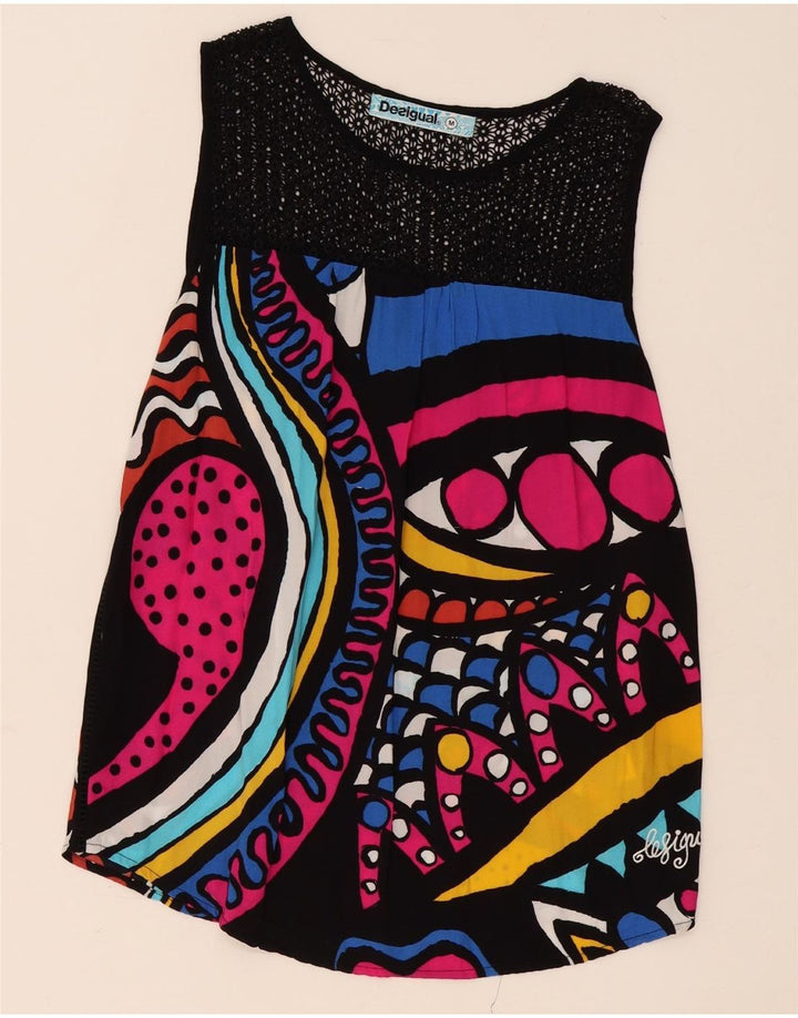 Desigual Dame Grafisk Tunika Top UK 14 Medium Flerfarvet Geometrisk