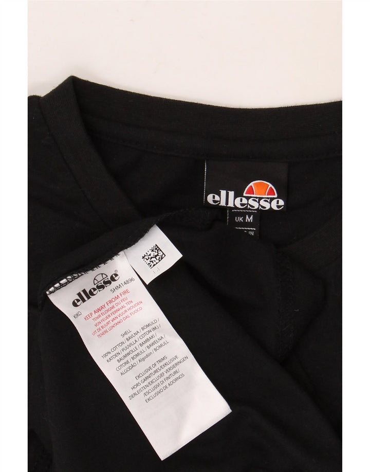 ELLESSE Herre grafisk T-shirt Top Medium Sort Bomuld