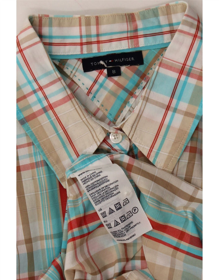 TOMMY HILFIGER Womens Short Sleeve Shirt US 8 Medium Multicoloured Check Vintage Tommy Hilfiger and Second-Hand Tommy Hilfiger from Messina Hembry 