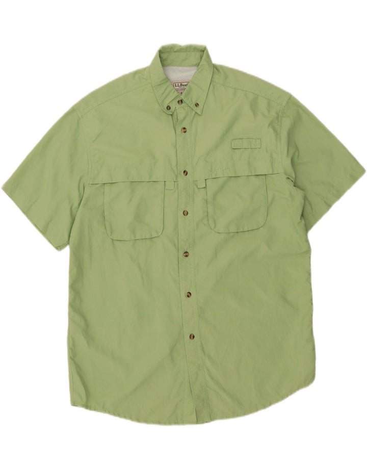 L.L.BEAN kortærmet herreskjorte mellemgrøn nylon