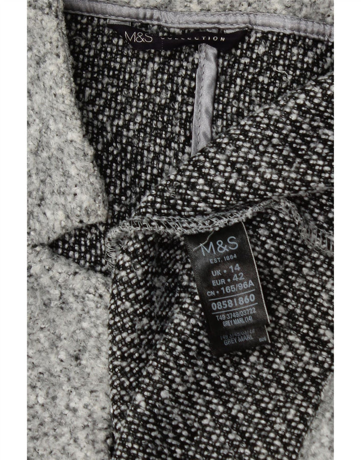 Marks & Spencer Åben overfrakke til kvinder UK 14 Large Grå Flecked Polyester