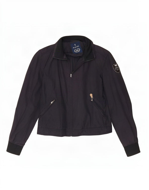 Playlife Womens Bomber Jacket UK 16 Large Navy Blue Cotton