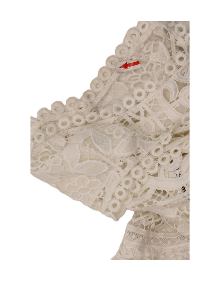Guess Dame Ærmeløs Lace Tiered Dress UK 12 Medium White Polyester