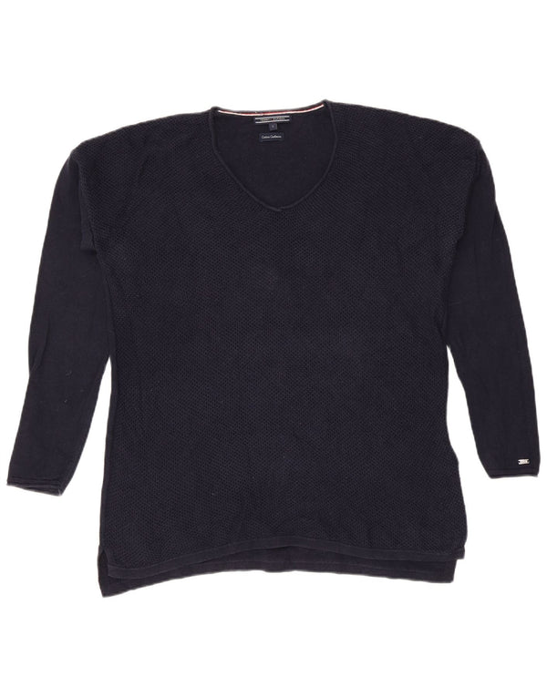 Tommy Hilfiger Dame Oversized V-hals sweater UK 10 Small Navy Blue