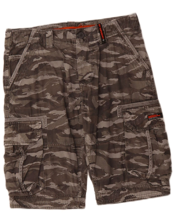 SUPERDRY Herre Cargo Shorts W31 Medium Khaki Camouflage Bomuld