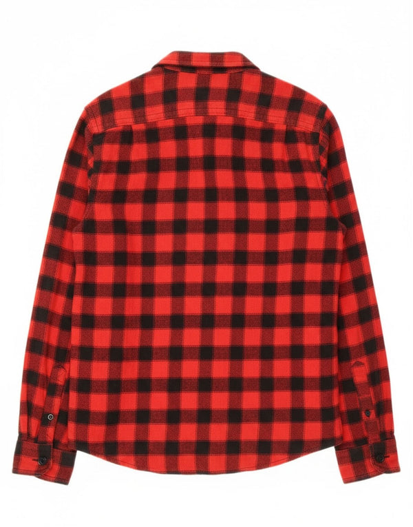 Superdry Mens Slim Fit Lumberjack Flannel Shirt Medium Red Gingham Cotton