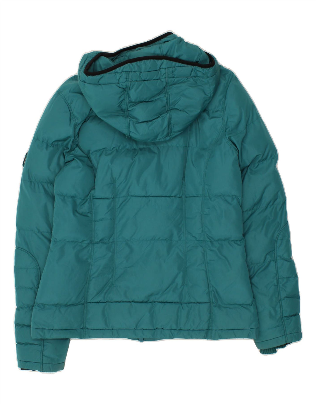 CALVIN KLEIN Womens Hooded Padded Jacket UK 14 Medium Turquoise Vintage Calvin Klein and Second-Hand Calvin Klein from Messina Hembry 