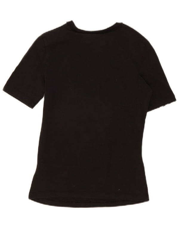 Adidas Dame Grafisk T-Shirt Top UK 12 Medium Sort Bomuld