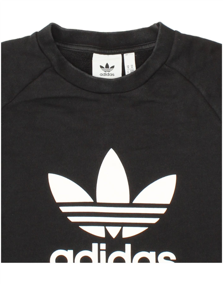 ADIDAS Mens Graphic Sweatshirt Jumper Medium Black Cotton Vintage Adidas and Second-Hand Adidas from Messina Hembry 