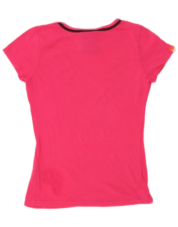 Superdry Grafisk T-shirt top til kvinder UK 10 Lille Pink Bomuld