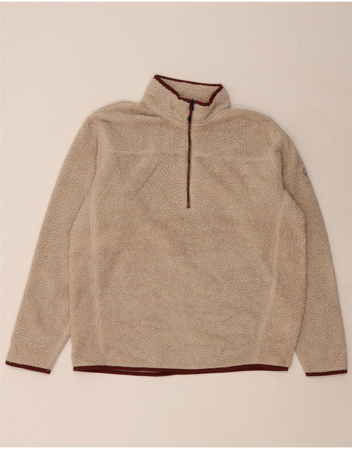 Eddie Bauer herre lynlås hals fleece jumper stor beige polyester