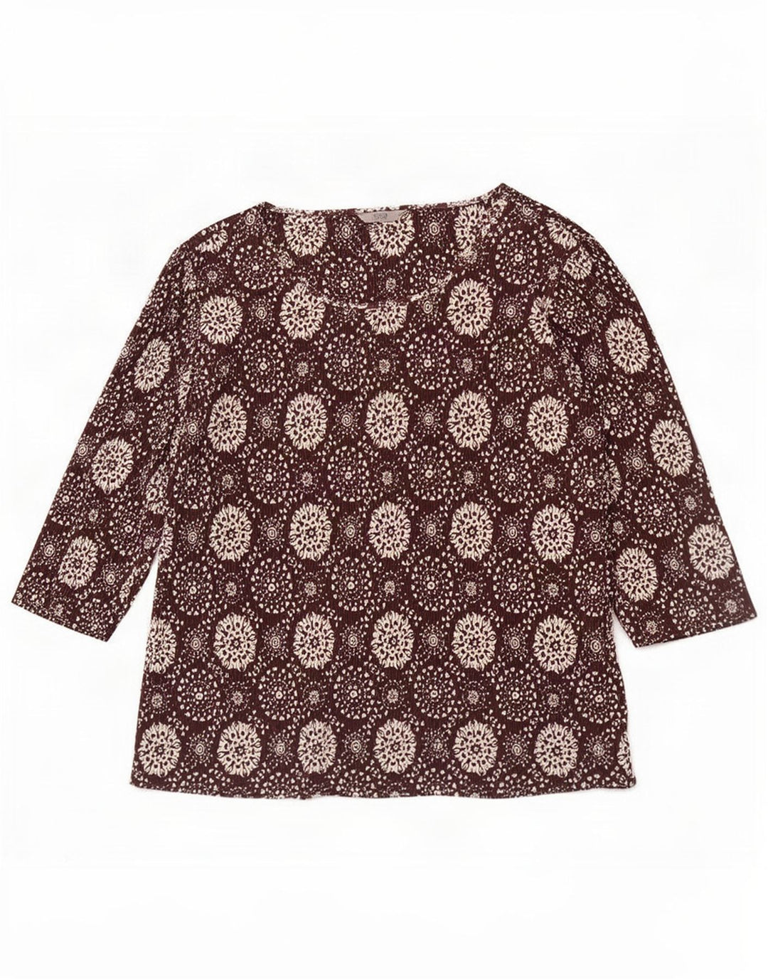 Marks & Spencer kvinders abstrakt mønster top 3/4 ærmer UK 20 2XL Brun