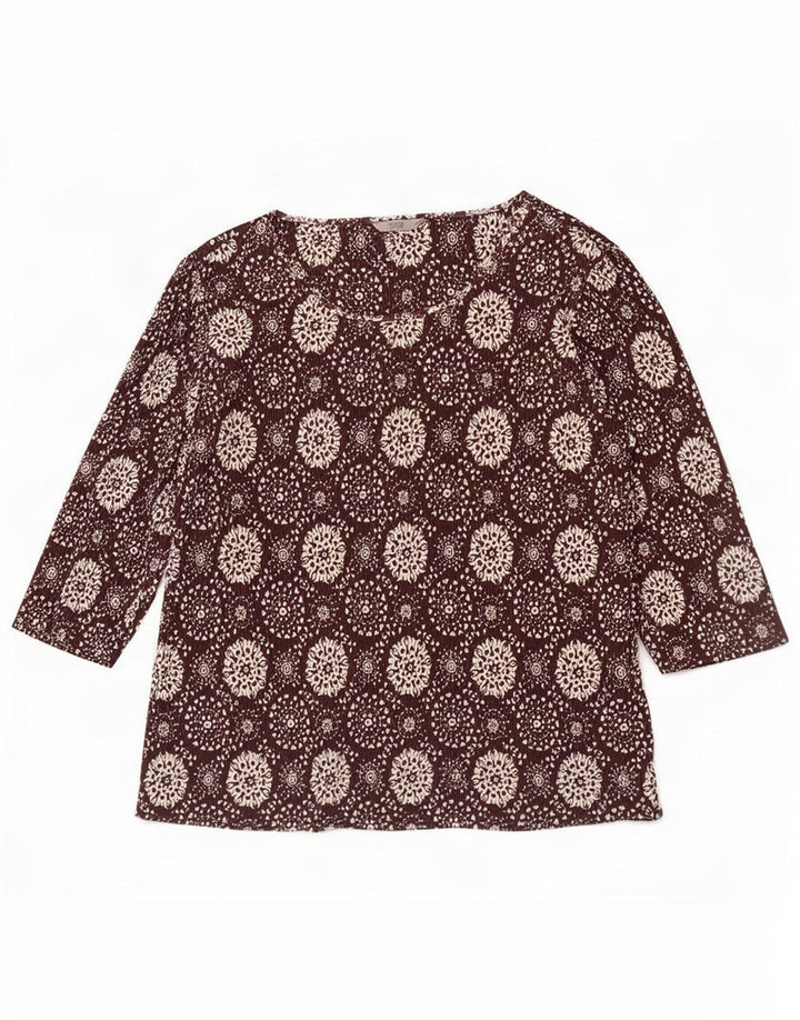 Marks & Spencer kvinders abstrakt mønster top 3/4 ærmer UK 20 2XL Brun