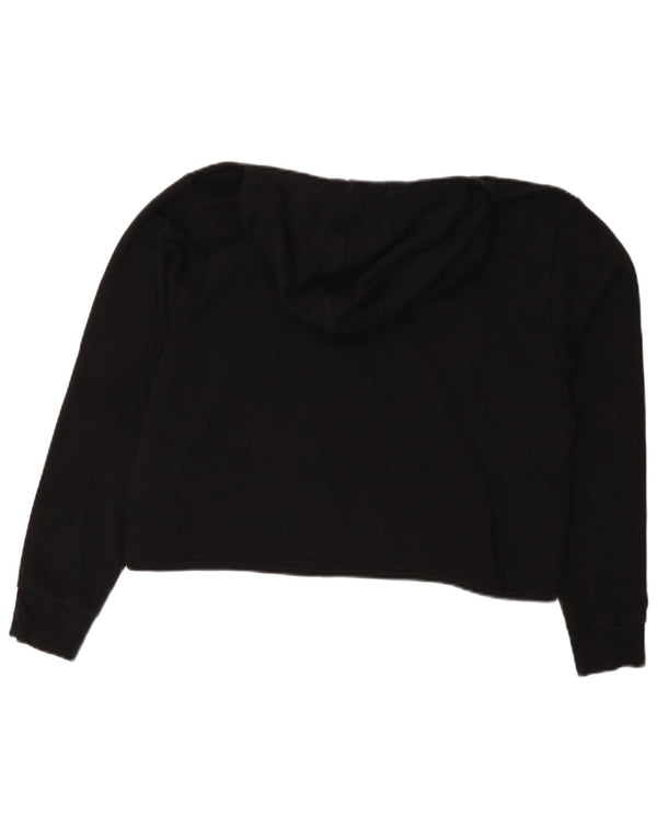 PUMA Womens Oversized Crop Hoodie Jumper UK 14 Medium Black Colourblock