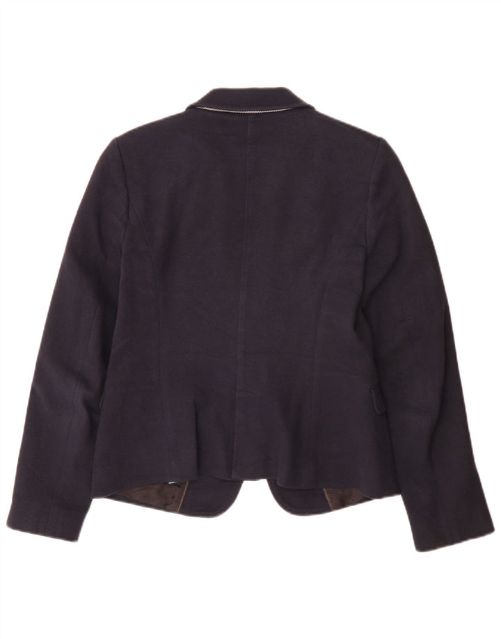 Massimo Dutti Dame 1 Knap Blazer Jakke EU 40 Medium Navy Blue Bomuld