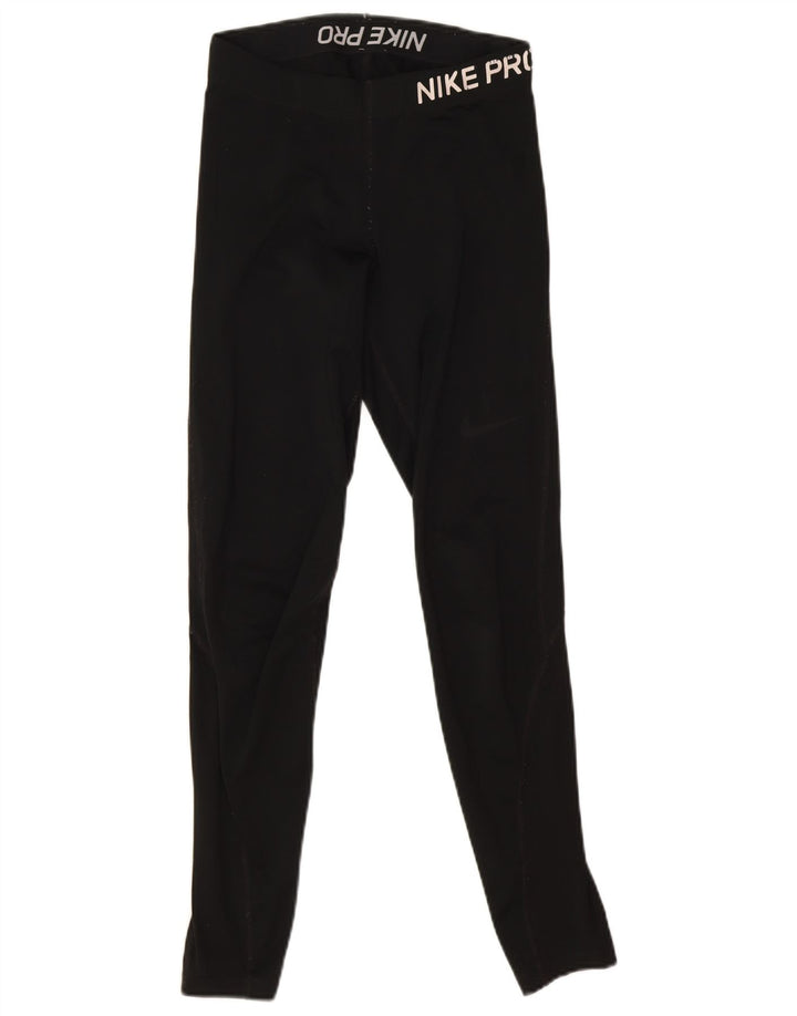 Nike Dame Dri Fit Grafiske Leggings UK 8 Lille Sort
