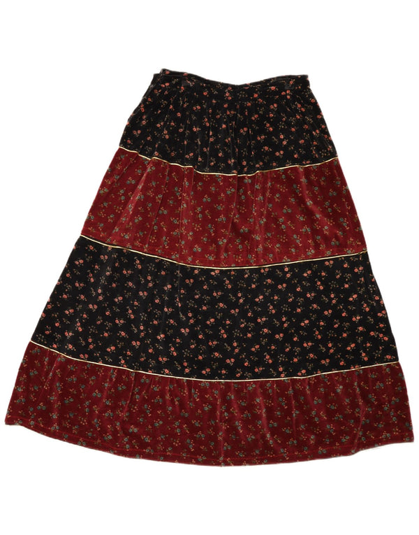 Vintage fløjlsnederdel til kvinder W30 Medium Red Floral