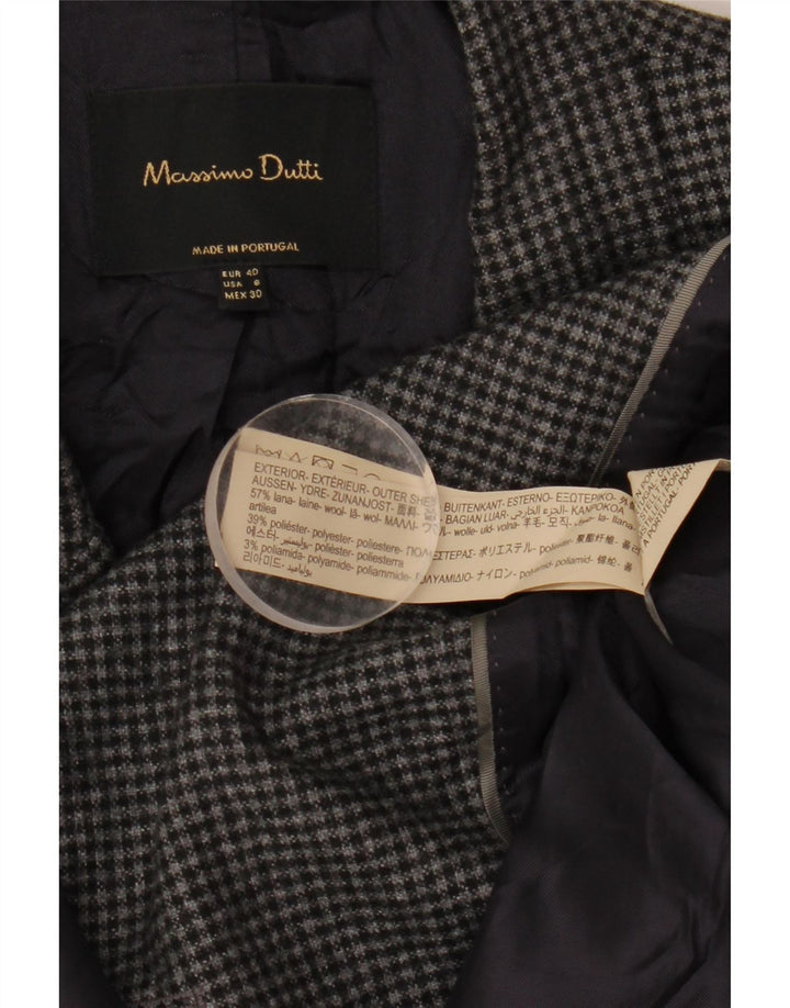 Massimo Dutti Dame Blazer Jacket EU 40 Medium Grey Houndstooth