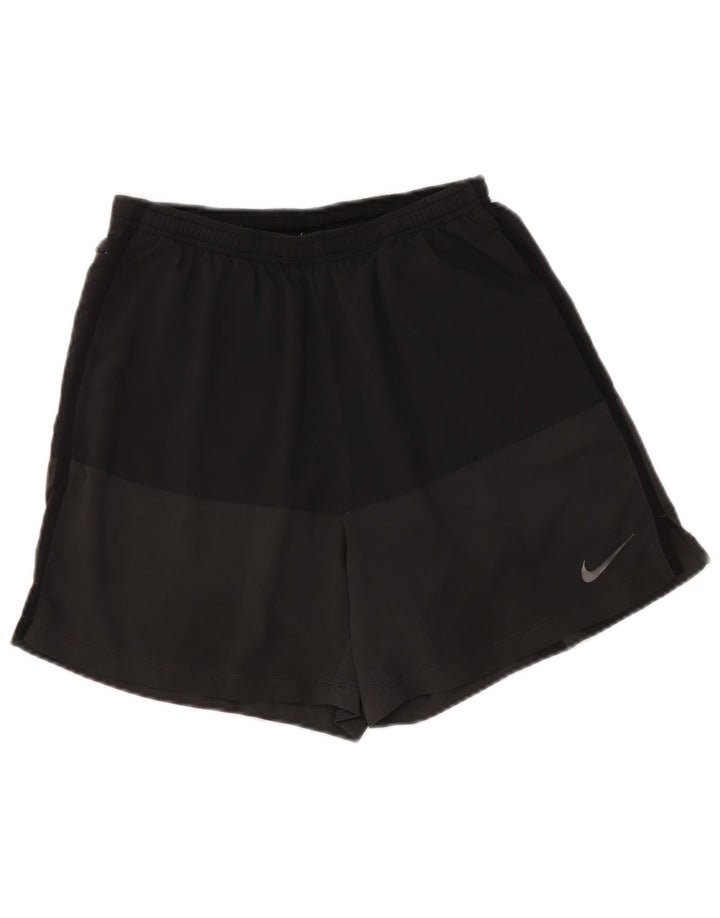 Nike Dame Dri Fit sportsshorts UK 12 Medium Grey Colourblock Polyester