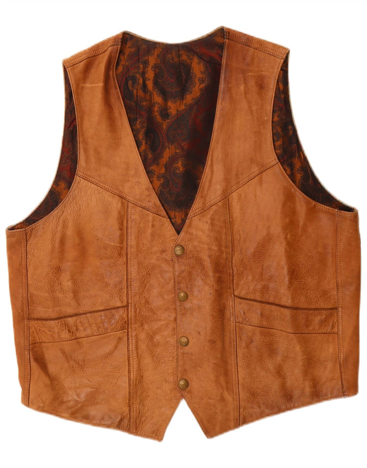 VINTAGE Mens Waistcoat Large Brown