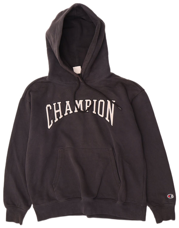 Champion Dame Grafisk Hoodie Jumper UK 18 XL Sort Bomuld