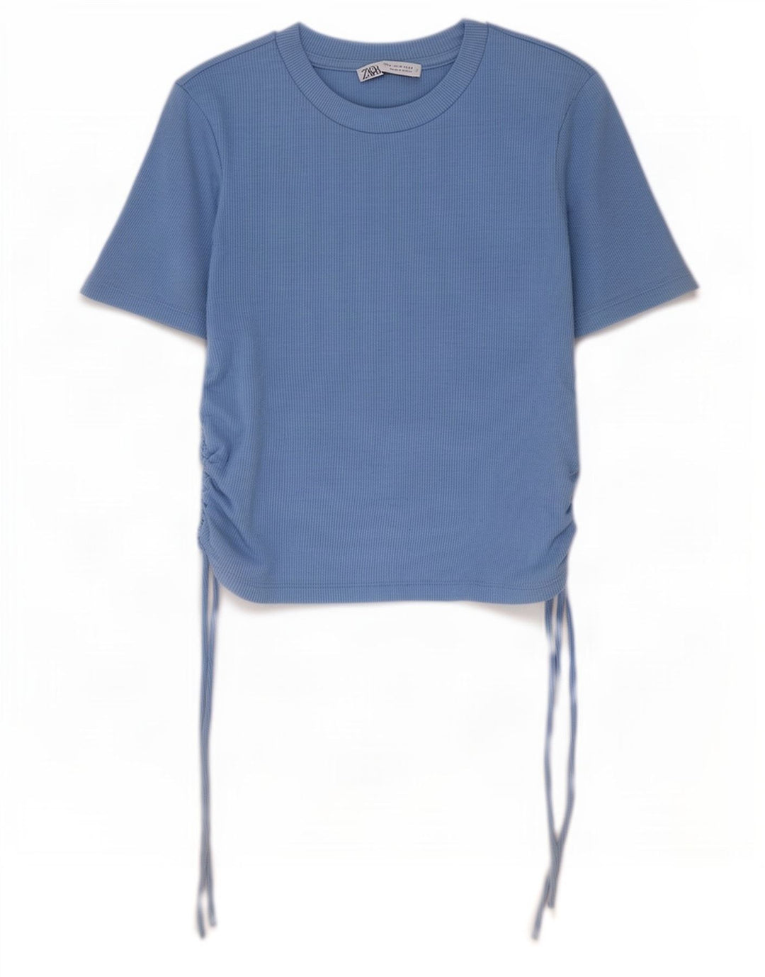 Zara Womens Crop Bluse Top UK 12 Medium Blue Polyester