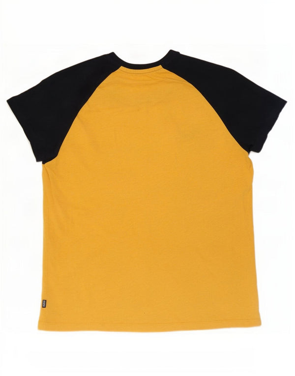 Superdry Mens T-Shirt Top Large Yellow Colourblock Cotton