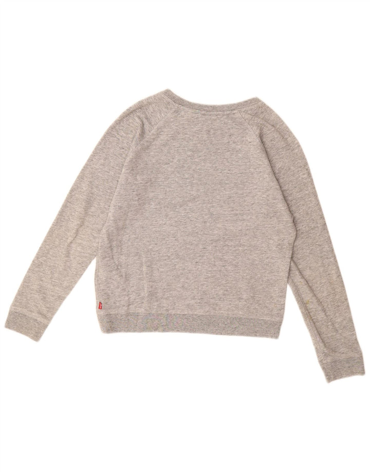 LEVI'S Grafisk Sweatshirt Jumper til kvinder UK 12 Medium Grå Bomuld