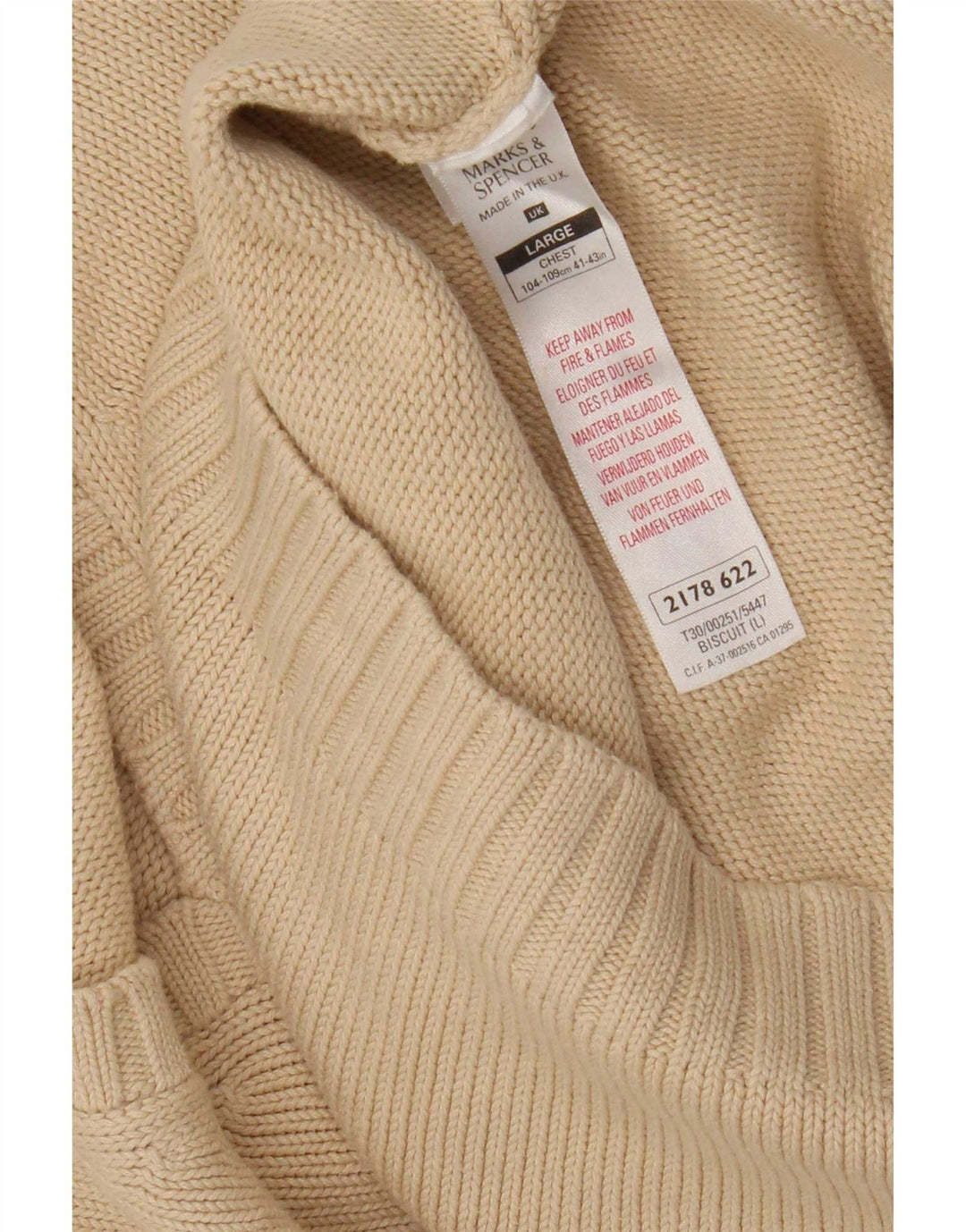 Marks & Spencer Herre V-hals sweater Stor Beige Bomuld