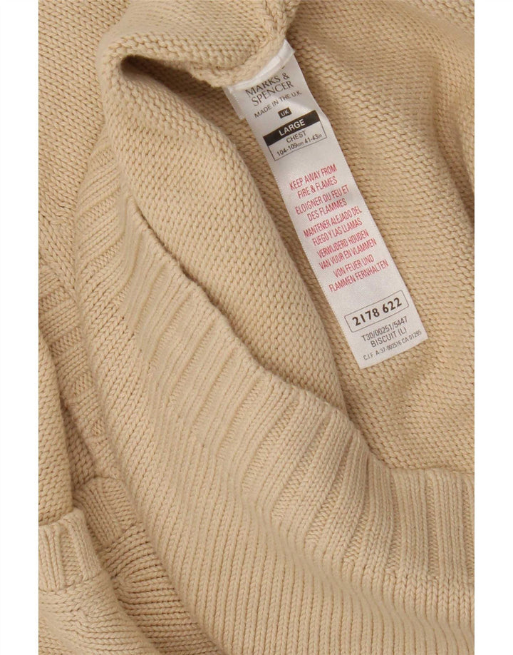 Marks & Spencer Herre V-hals sweater Stor Beige Bomuld