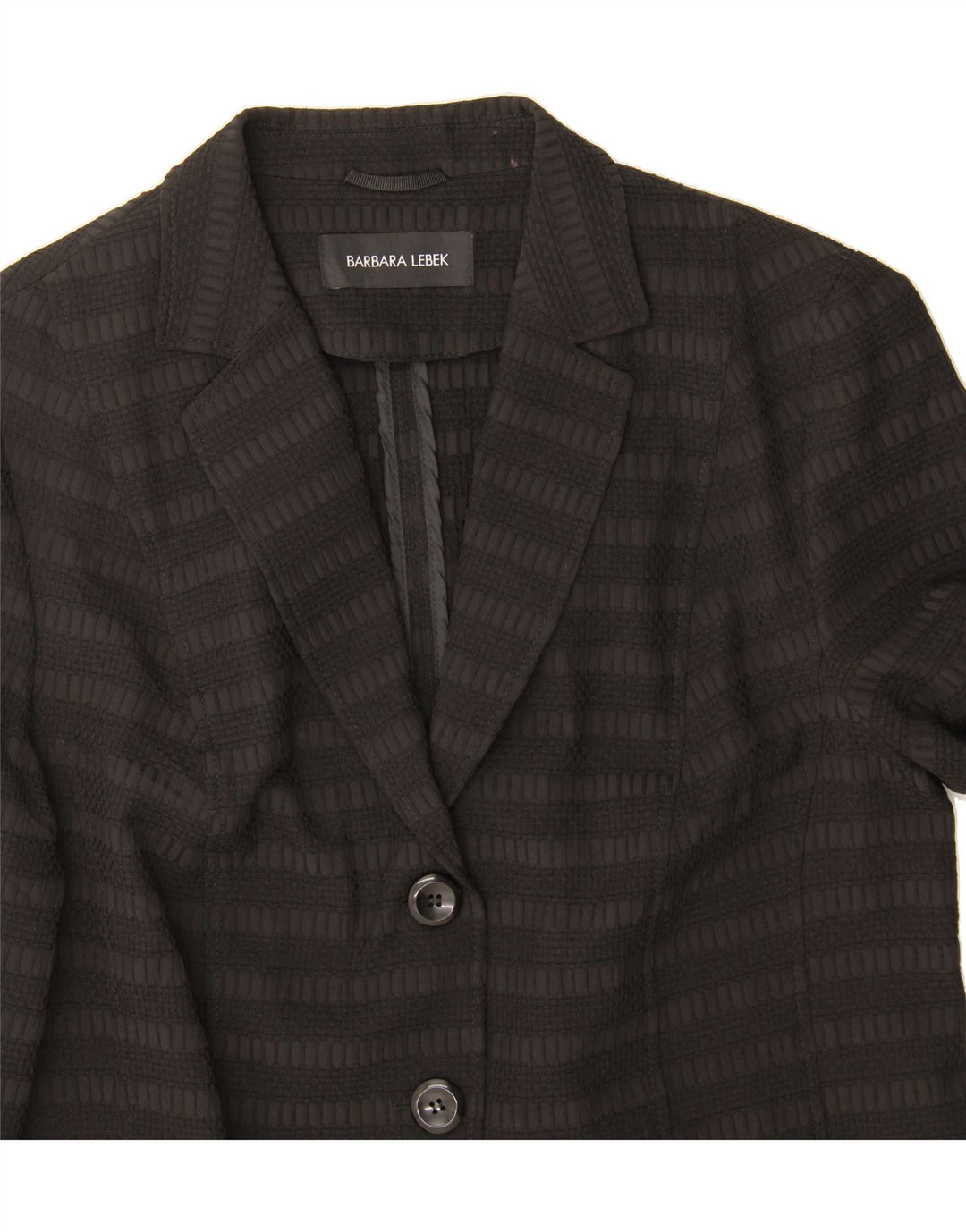 BARBARA LEBEK Womens 3 Button Blazer Jacket UK 16 Large Black Striped Vintage Barbara Lebek and Second-Hand Barbara Lebek from Messina Hembry 