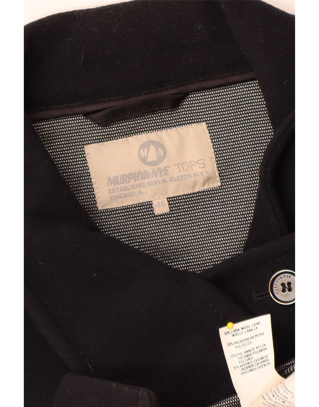 Murphy & Nye Dame Dobbeltradet Frakke IT 46 Large Navy Blue Wool
