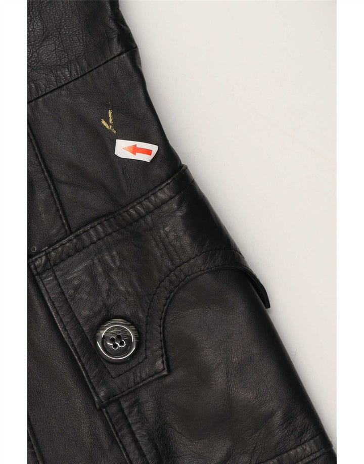 Vintage læderfrakke til kvinder UK 10 Small Black