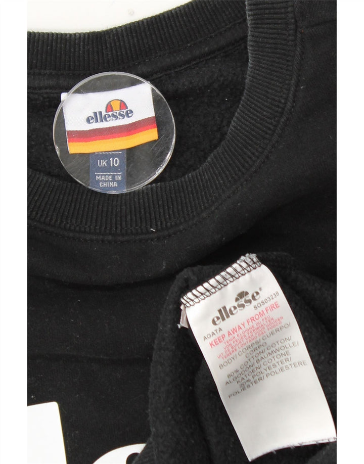 ELLESSE Dame Oversized Grafisk Sweatshirt Jumper UK 10 Lille Sort