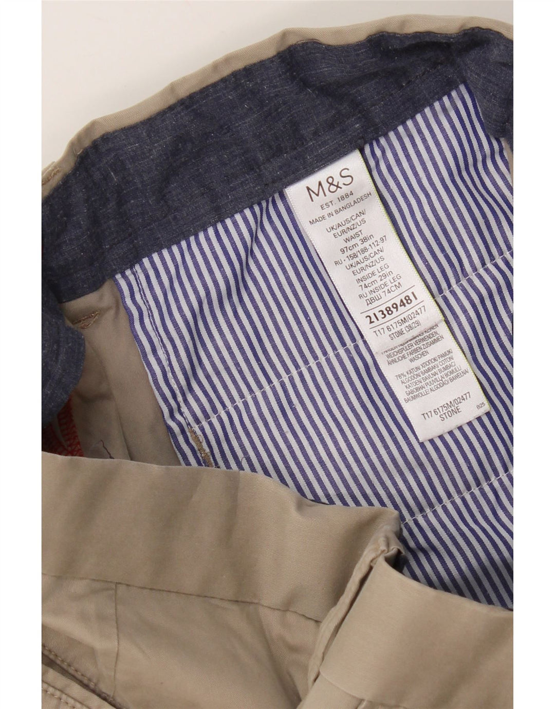 Marks & Spencer Straight Suit bukser til mænd W38 L29 Beige Bomuld