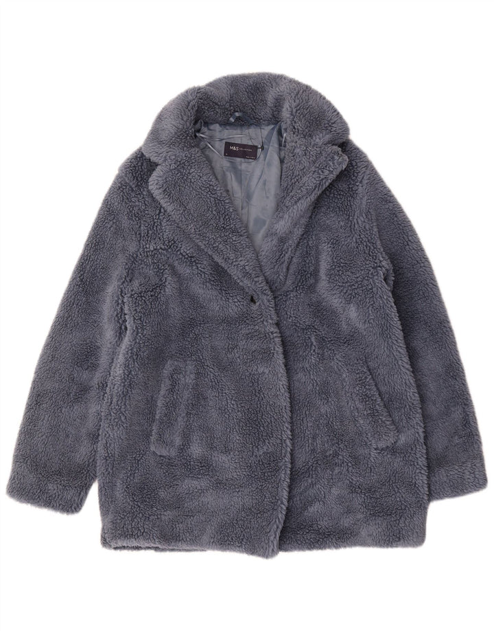 Marks & Spencer Dame Oversized Faux Fur Overcoat UK 12 Medium Grey
