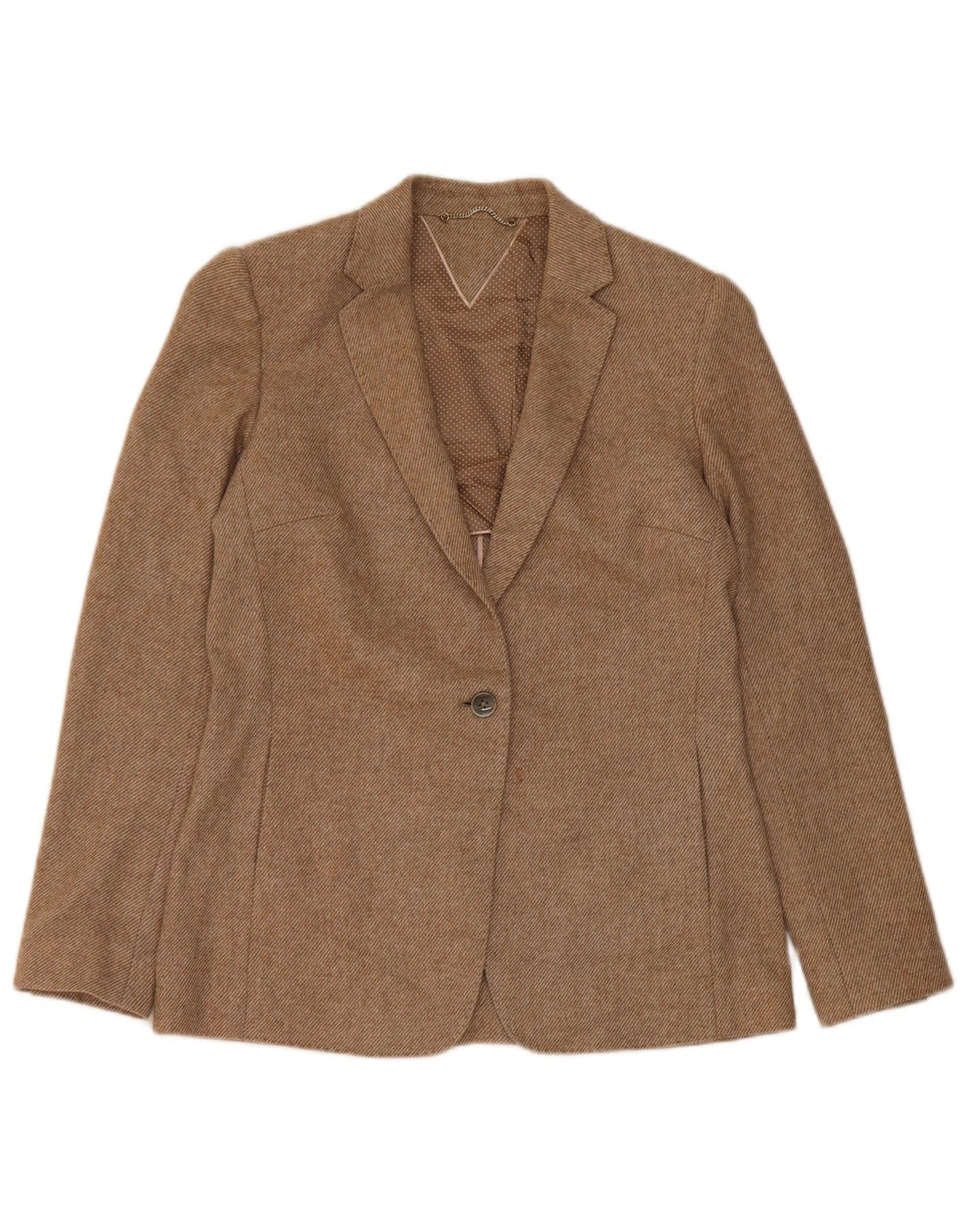 Massimo Dutti Dame 1 Knap Blazer Jakke UK 12 Medium Beige