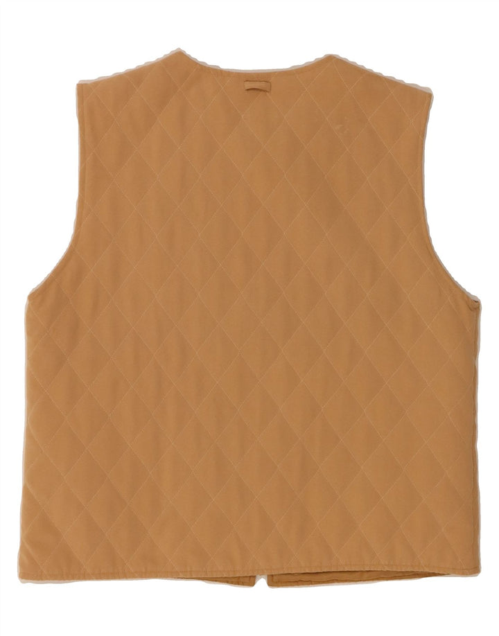 VINTAGE Womens Quilted Gilet UK 16 Large Beige Polyester Vintage Vintage and Second-Hand Vintage from Messina Hembry 
