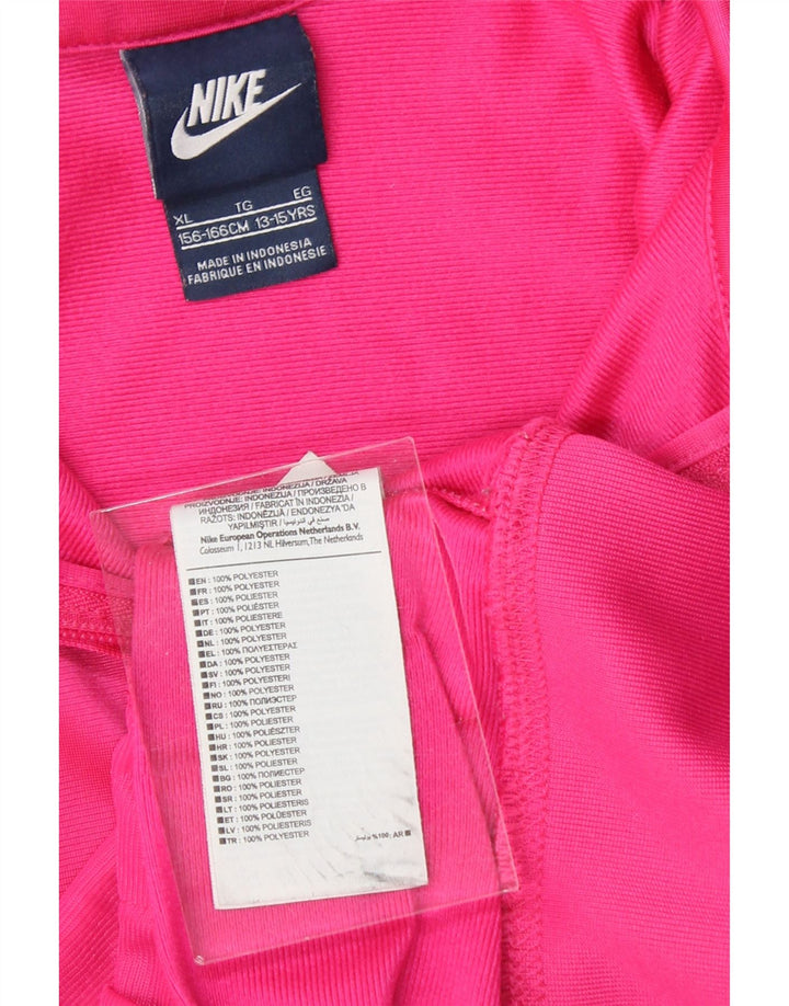 NIKE Girls Graphic Tracksuit Top Jacket 13-14 Years XL Pink Polyester Vintage Nike and Second-Hand Nike from Messina Hembry 