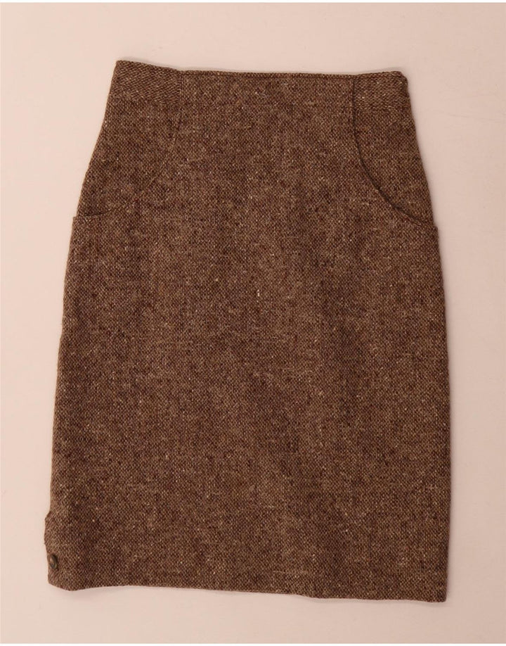 Vintage kvinders 2-delt nederdel Sæt Medium W24 Brun Flecked