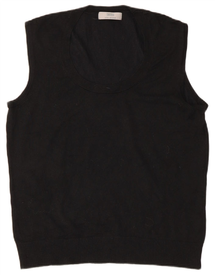 Marks & Spencer Dame Vest Tank Top UK 16 Large Black Viscose
