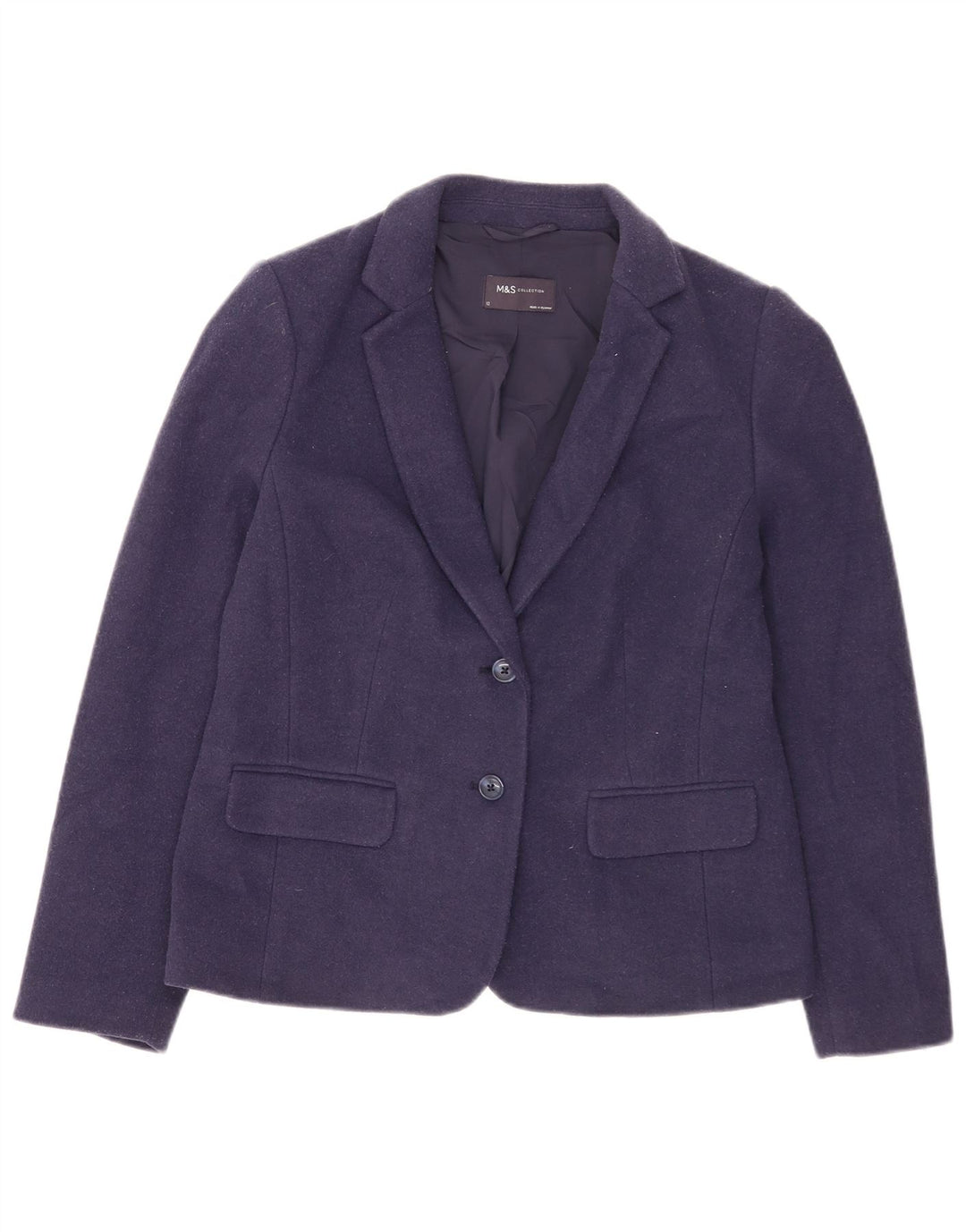 Marks & Spencer Dame 2 Button Blazer Jacket UK 12 Medium Navy Blue