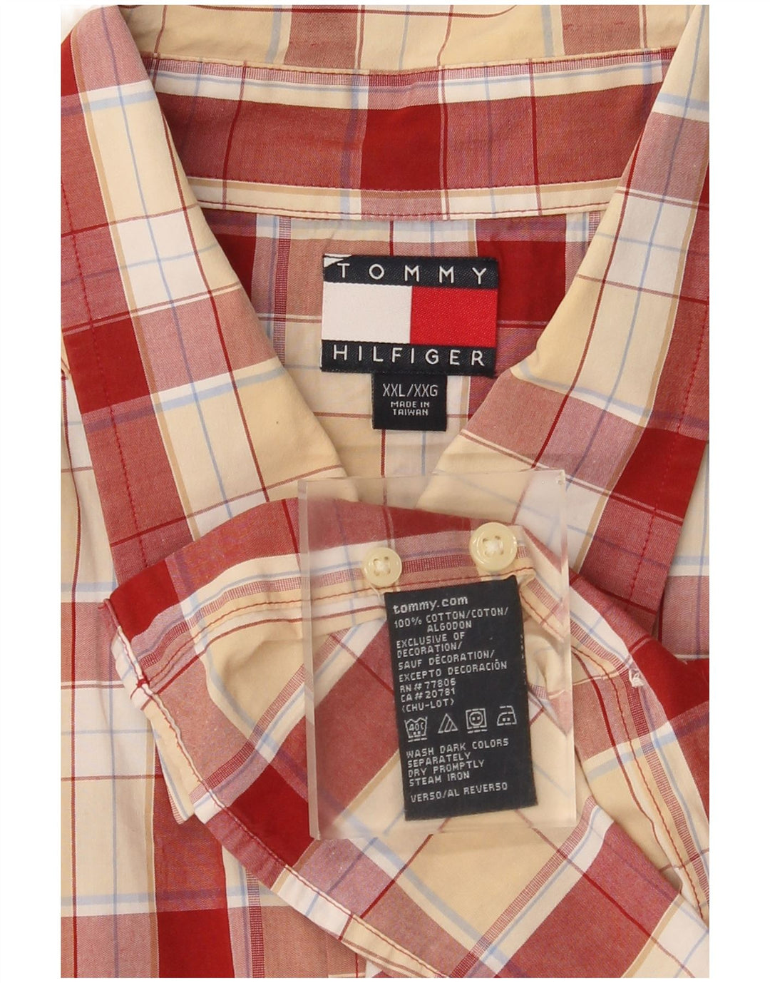 Tommy Hilfiger Kortærmet Herreskjorte 2XL Rød Ternet Bomuld